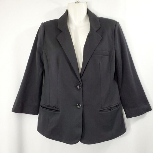 Anthropologie Black Career Blazer Jacket Womens Size S 3/4 Sleeve Button Front - Picture 1 of 9